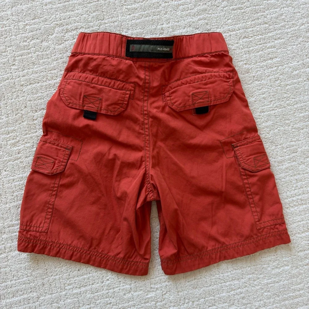 The Childrens Place Boys Orange Cargo Shorts Built-in Belt Size 4‎ Utility